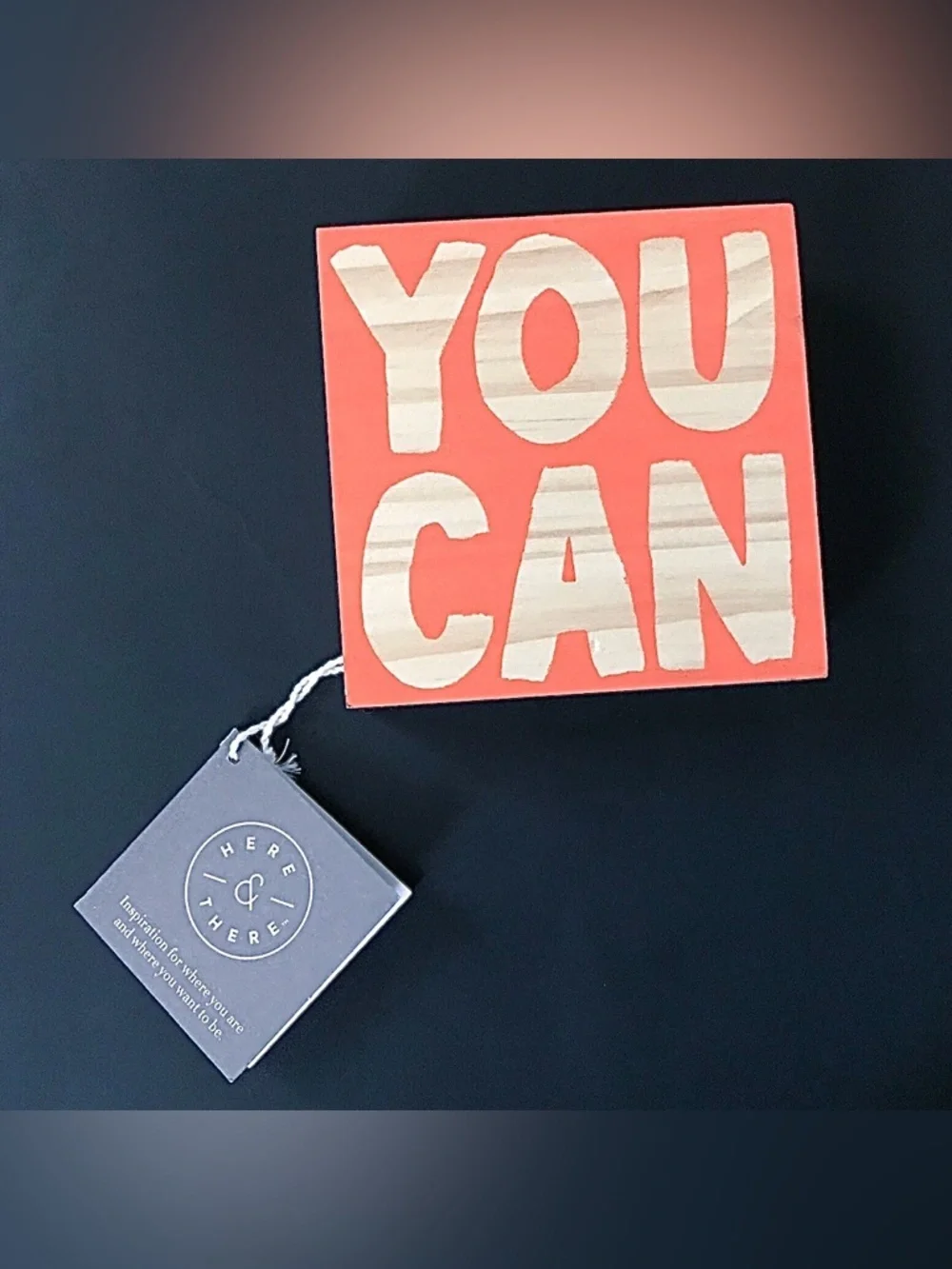 Inspirational Wood Accent Block Plaque Desk Decor Orange Minimalist Encouragment